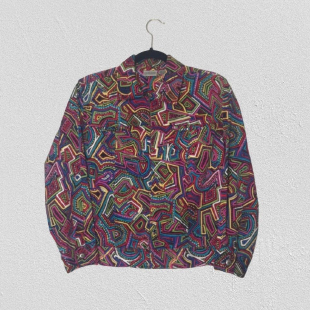 Chicos Abstract Geometric Pattern Multi-Color Jac… - image 2